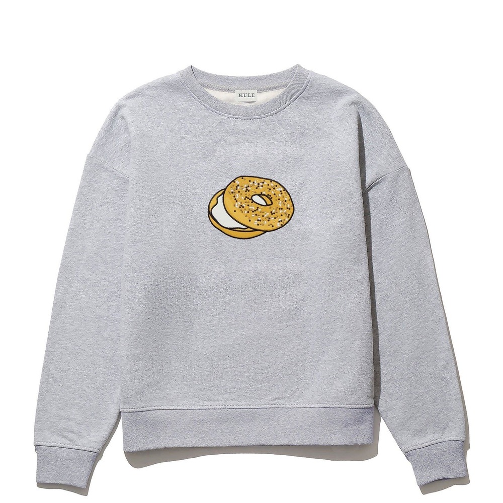 KULE The Oversized Bagel Sweatshirt Size XS Gray Embroidered Organic Cotton NWT